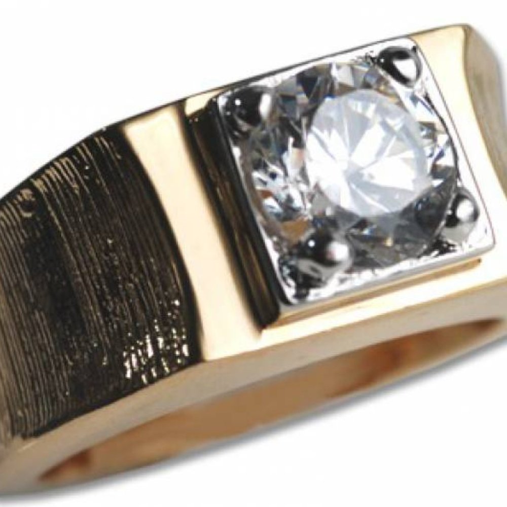 MEN'S Cubic Zirconia Ring in 14kt yellow heavy gold plate NEW